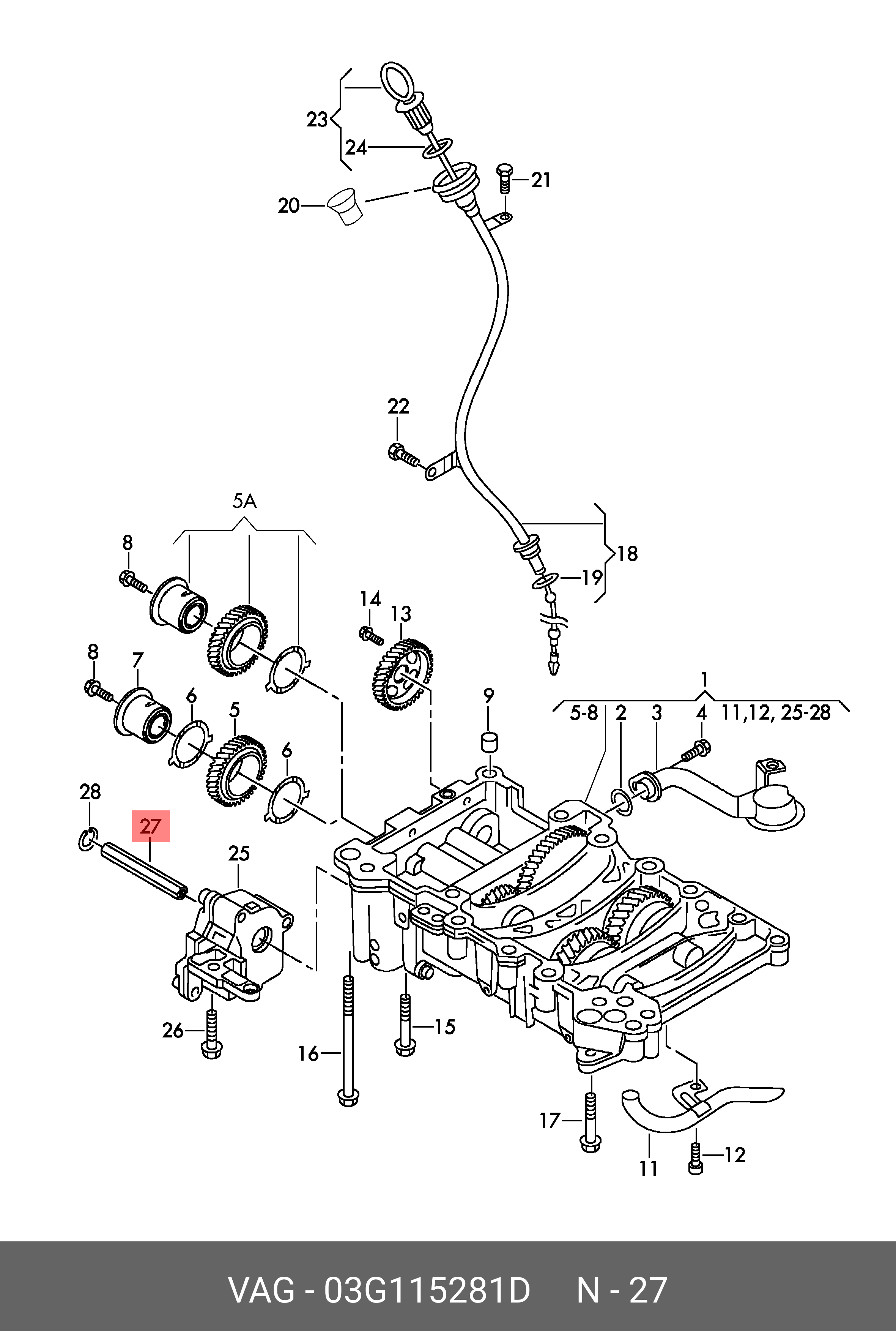 03G115281D VAG Ведомая шестерня