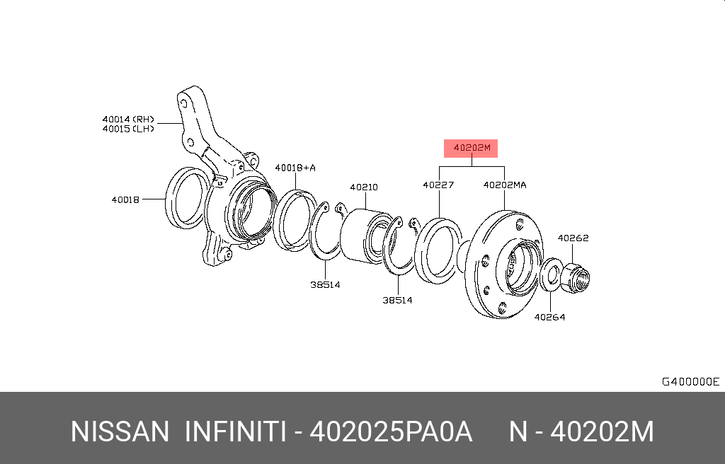 402025PA0A NISSAN HUB ASSY-ROAD WHEEL,FRONT