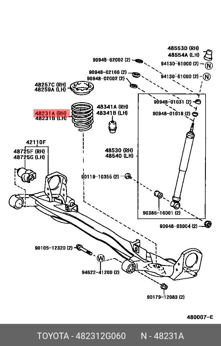 482312G060 TOYOTA ПРУЖИНА ПОДВЕСКИ