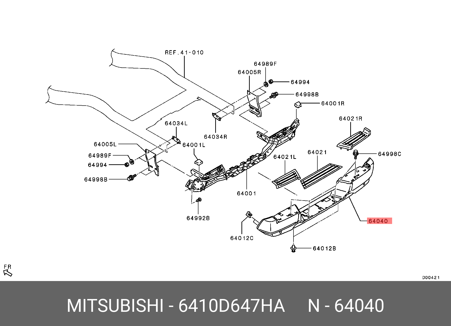 6410D647HA MITSUBISHI НАКЛАДКА ЗАДНЕГО БАМПЕРА