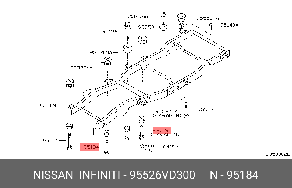 95526VD300 NISSAN БОЛТ С ШЕСТИГРАННОЙ ГОЛОВКОЙ