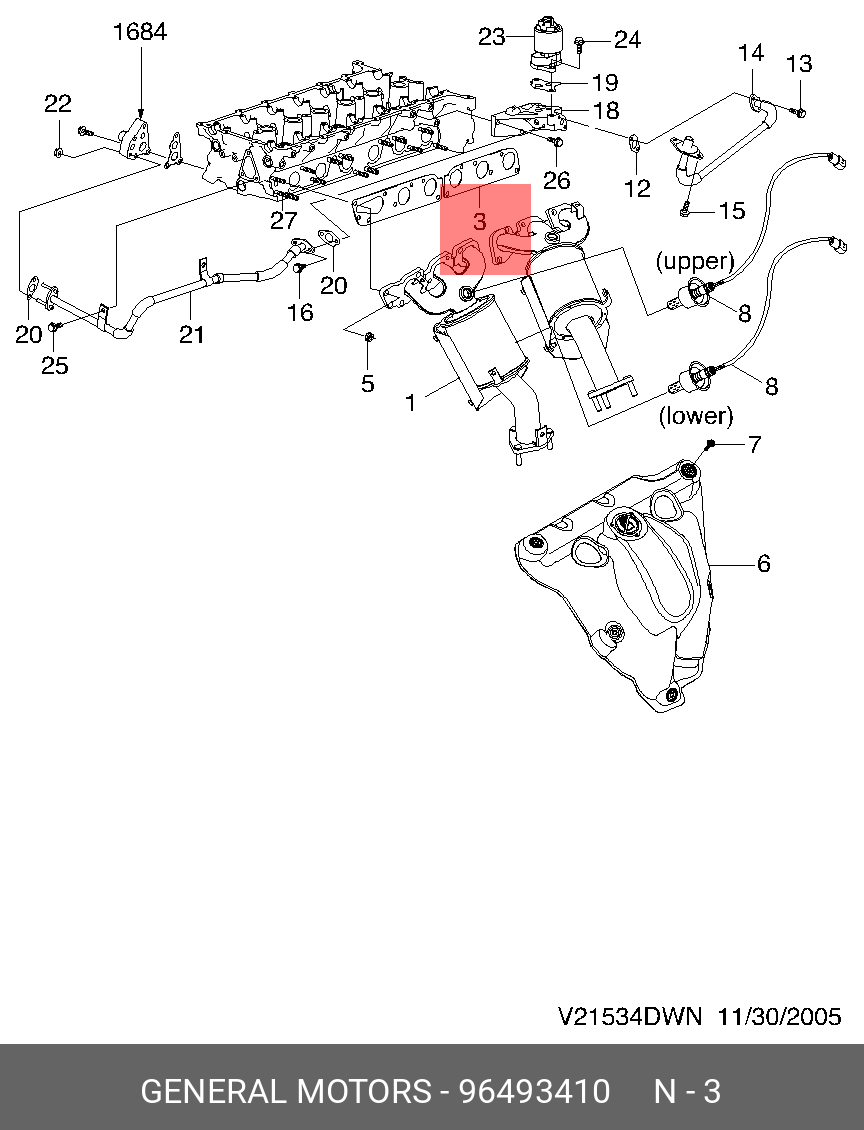 96493410 OPEL ПРОКЛАДКА КОЛЛЕКТОРА ВЫПУСКНОГО №1 CHEVROLET EPICA