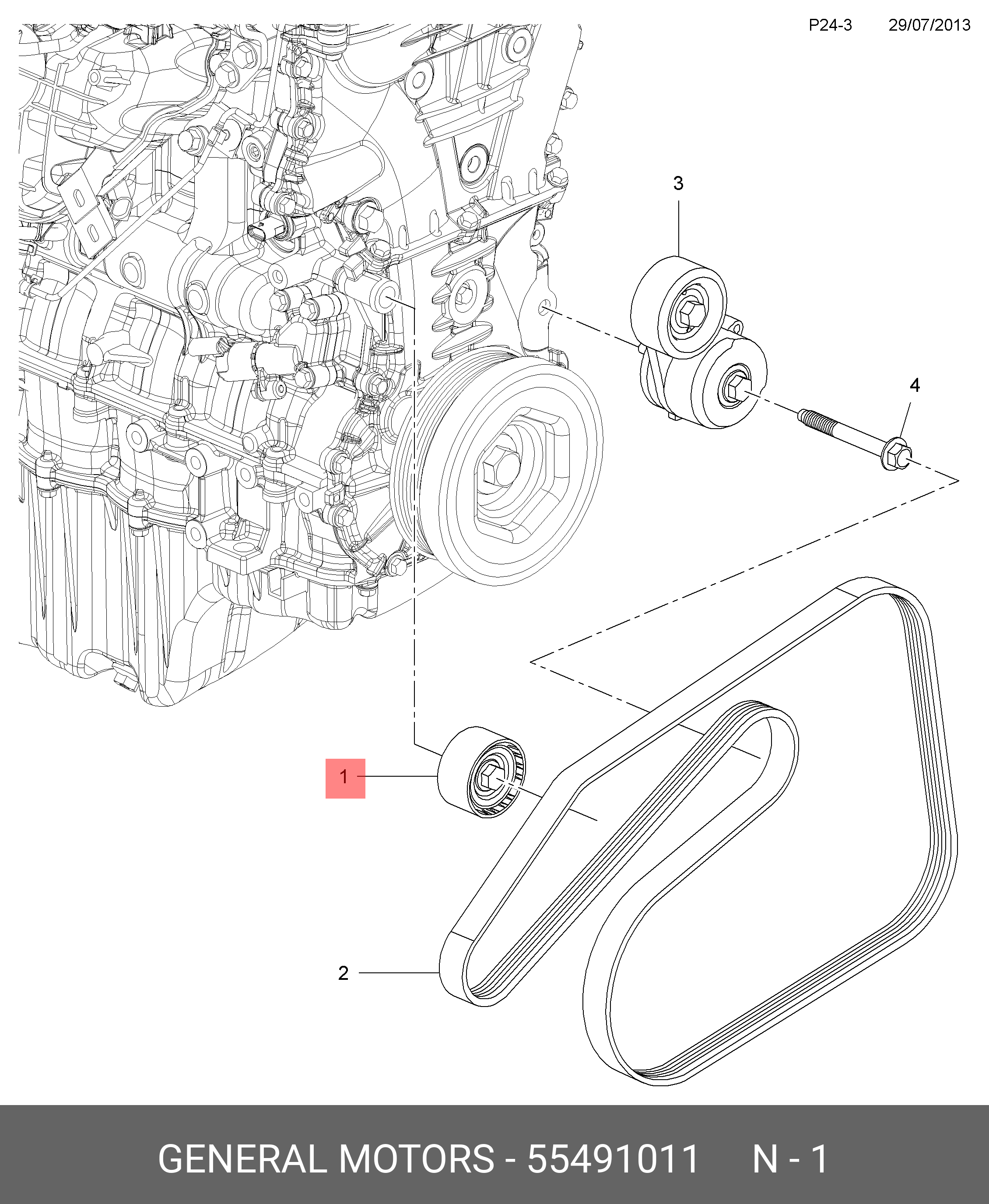 55491011 GENERAL MOTORS Ролик приводного ремня / OPEL Astra-J,Insignia,Zafira-C 1.6 XHT,SHL,SHT