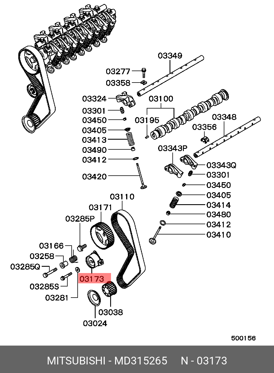 MD315265 MITSUBISHI Натяжной ролик, ремень ГРМ
