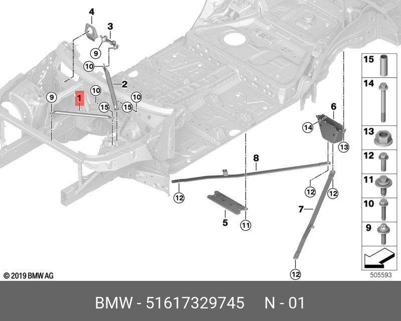 51617329745 BMW Растяжка Л Пд