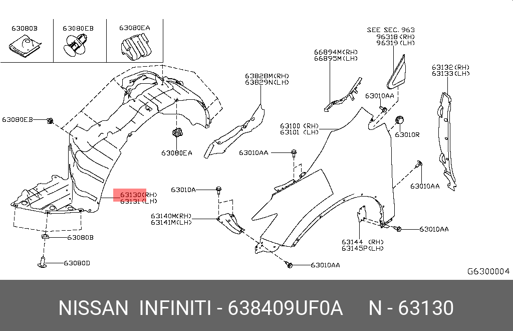 638409UF0A NISSAN PROTECTOR-FRONT FENDER,RH