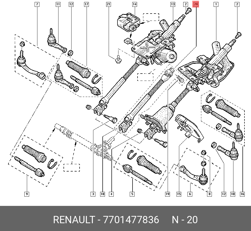 7701477836 RENAULT ВАЛ РУЛЕВОЙ КОЛОНКИ (МЕТ)