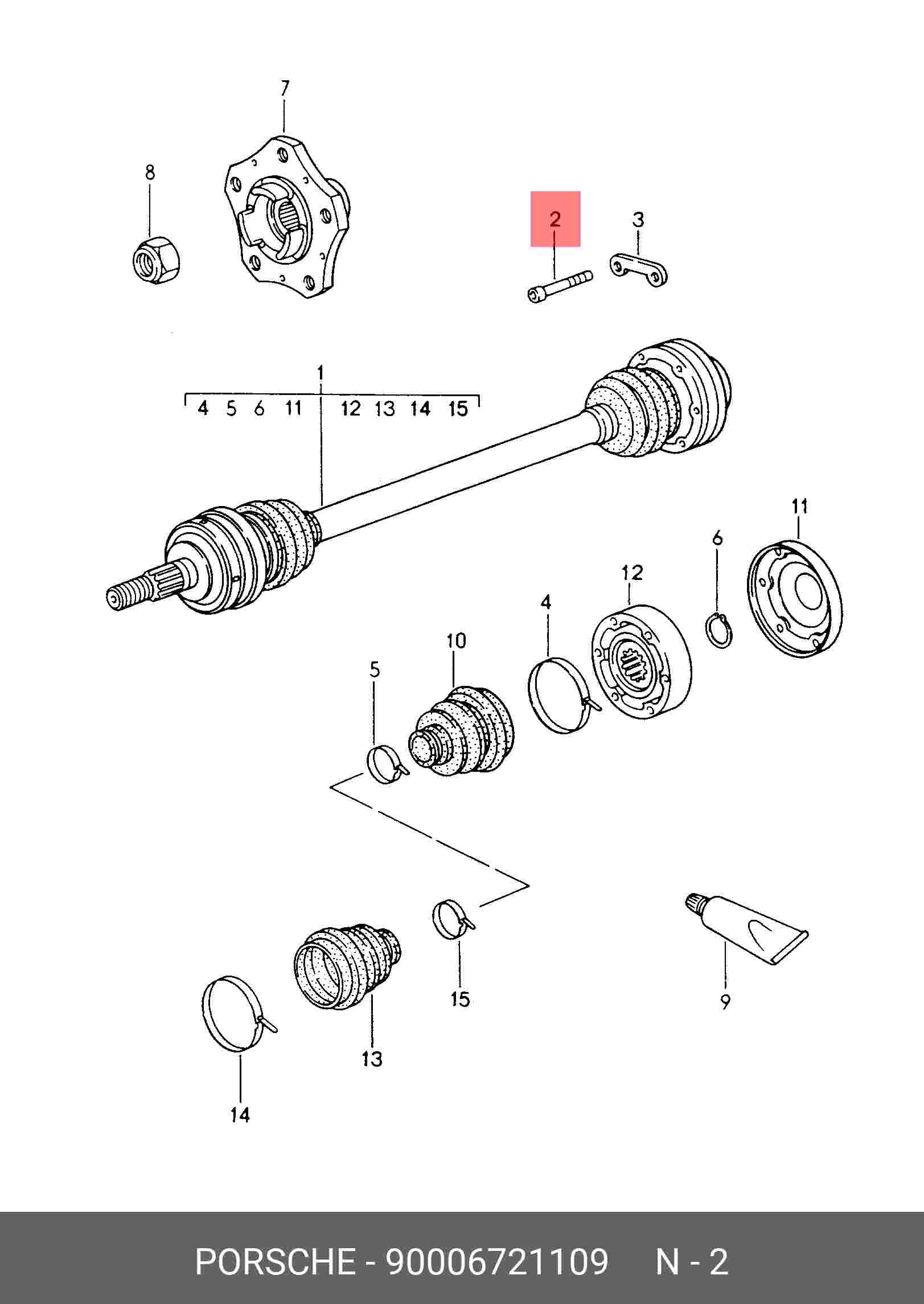 90006721109 PORSCHE Винт с цилиндрической головкой
