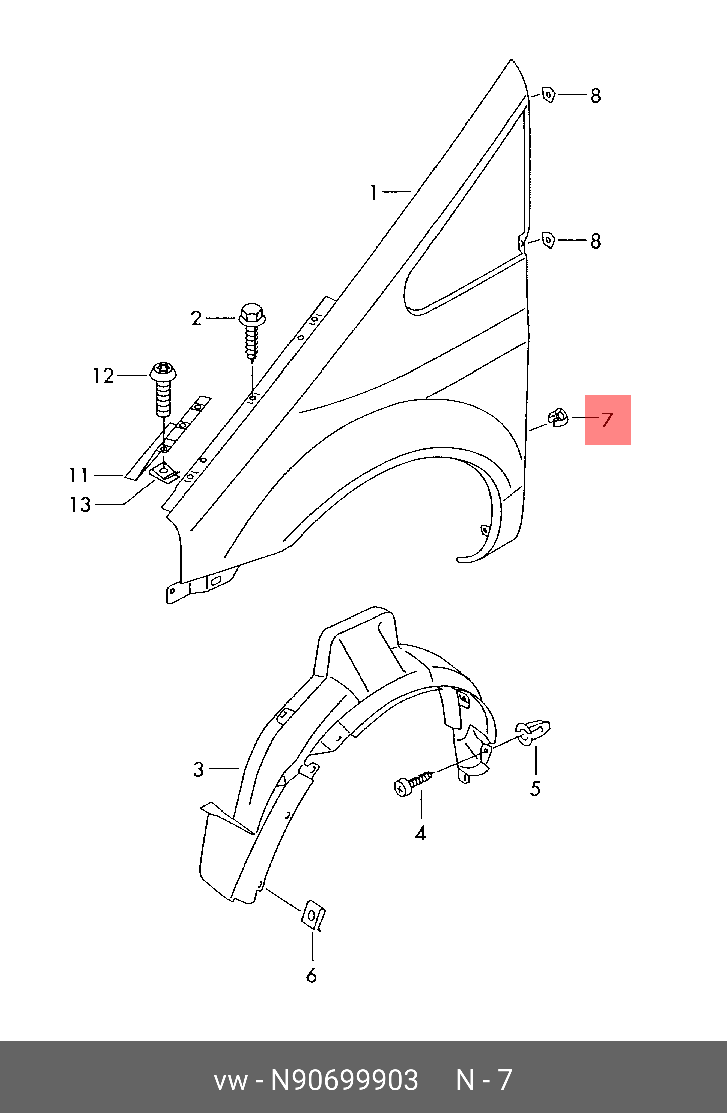 N90699903 VAG Гайка, глухая неподвижная