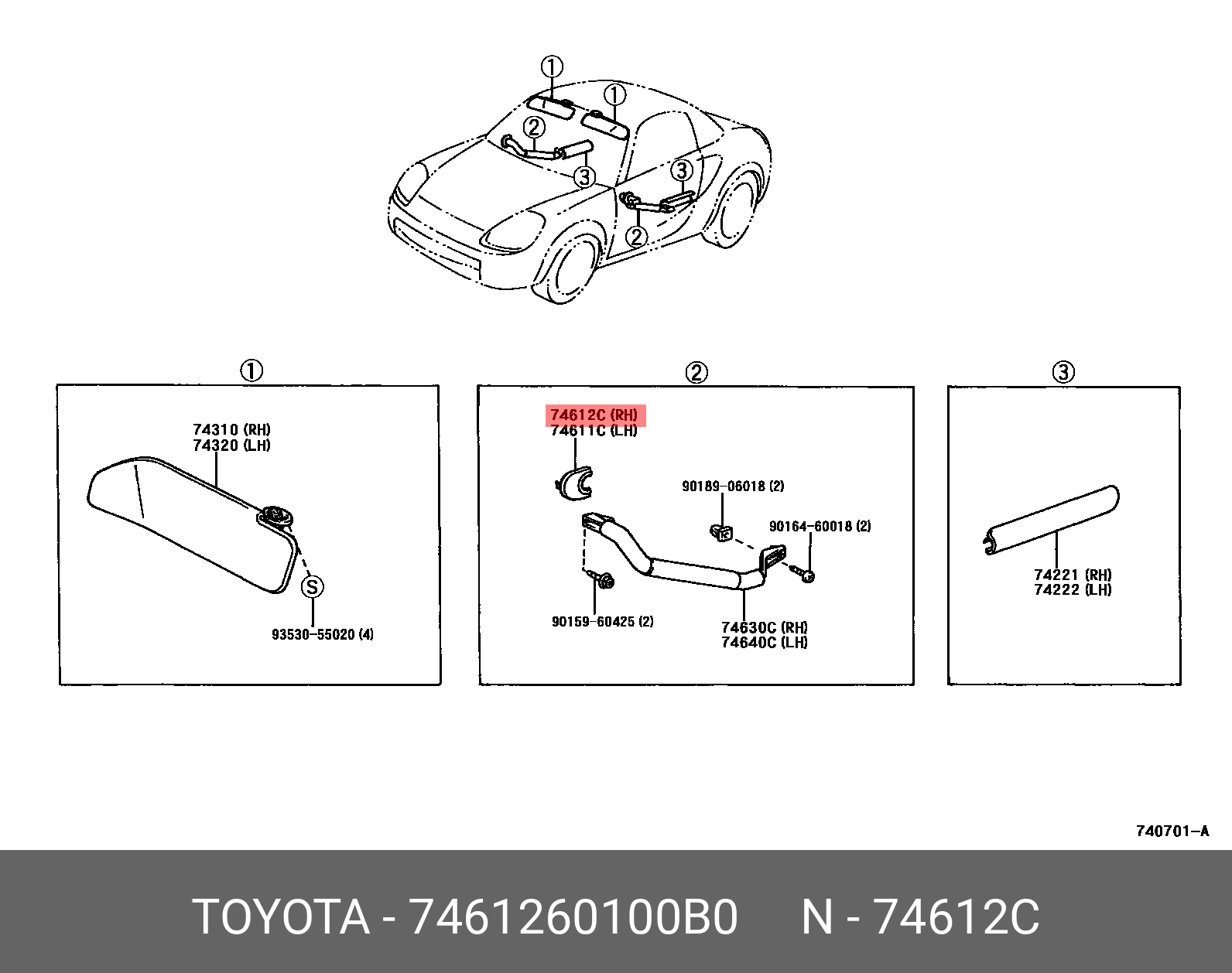 7461260100B0 TOYOTA КРОНШТЕЙН ПЛАСТИКОВЫЙ