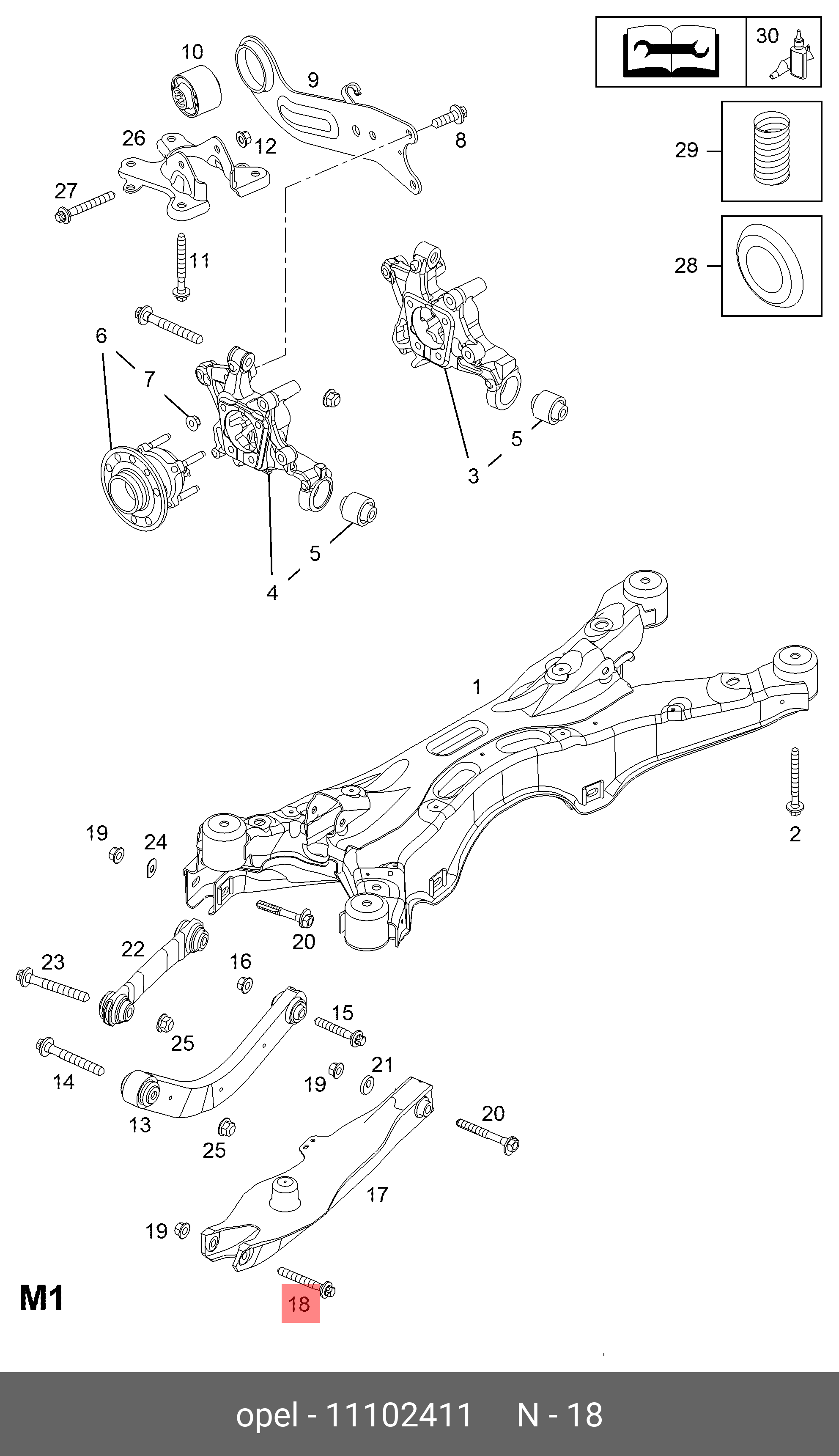 11102411 GENERAL MOTORS Болт М12х90 рычага задней подвески / OPEL Vectra-C,Signum
