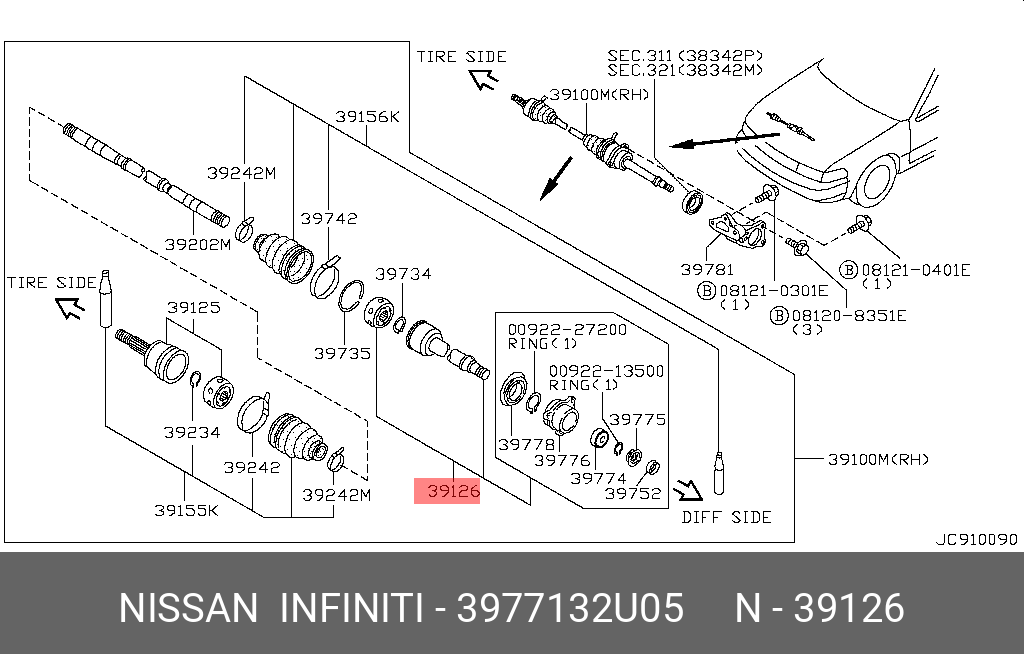 3977132U05 NISSAN ШРУС