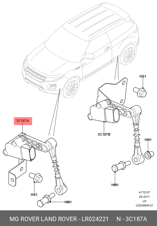 LR024221 LAND ROVER Датчик пневматической подвески