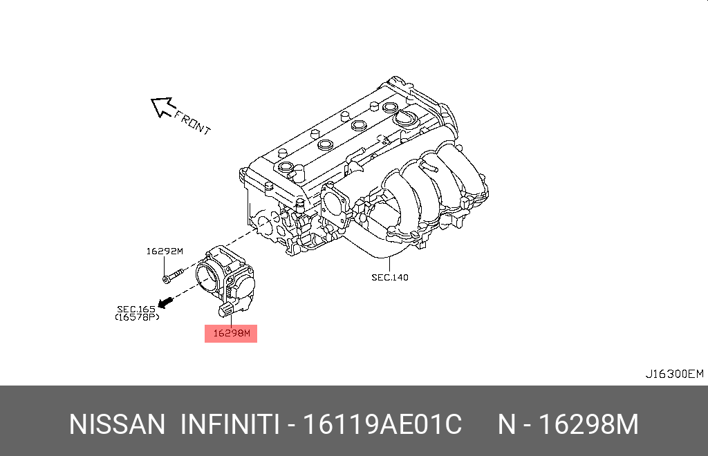 16119AE01C NISSAN КОРПУС ДРОССЕЛЬНОЙ ЗАСЛОНКИ