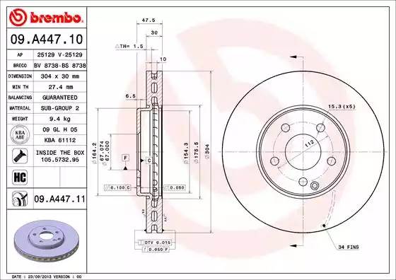 09A44711 BREMBO Тормозной диск