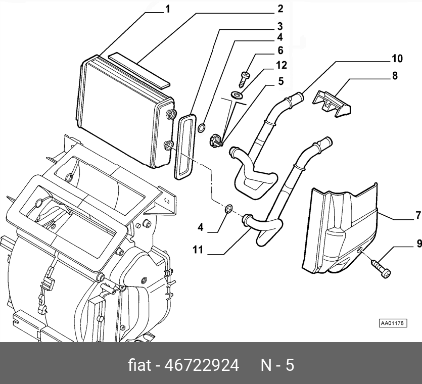 46722705, Патрубок отопителя (печки) Fiat Ducato Russia