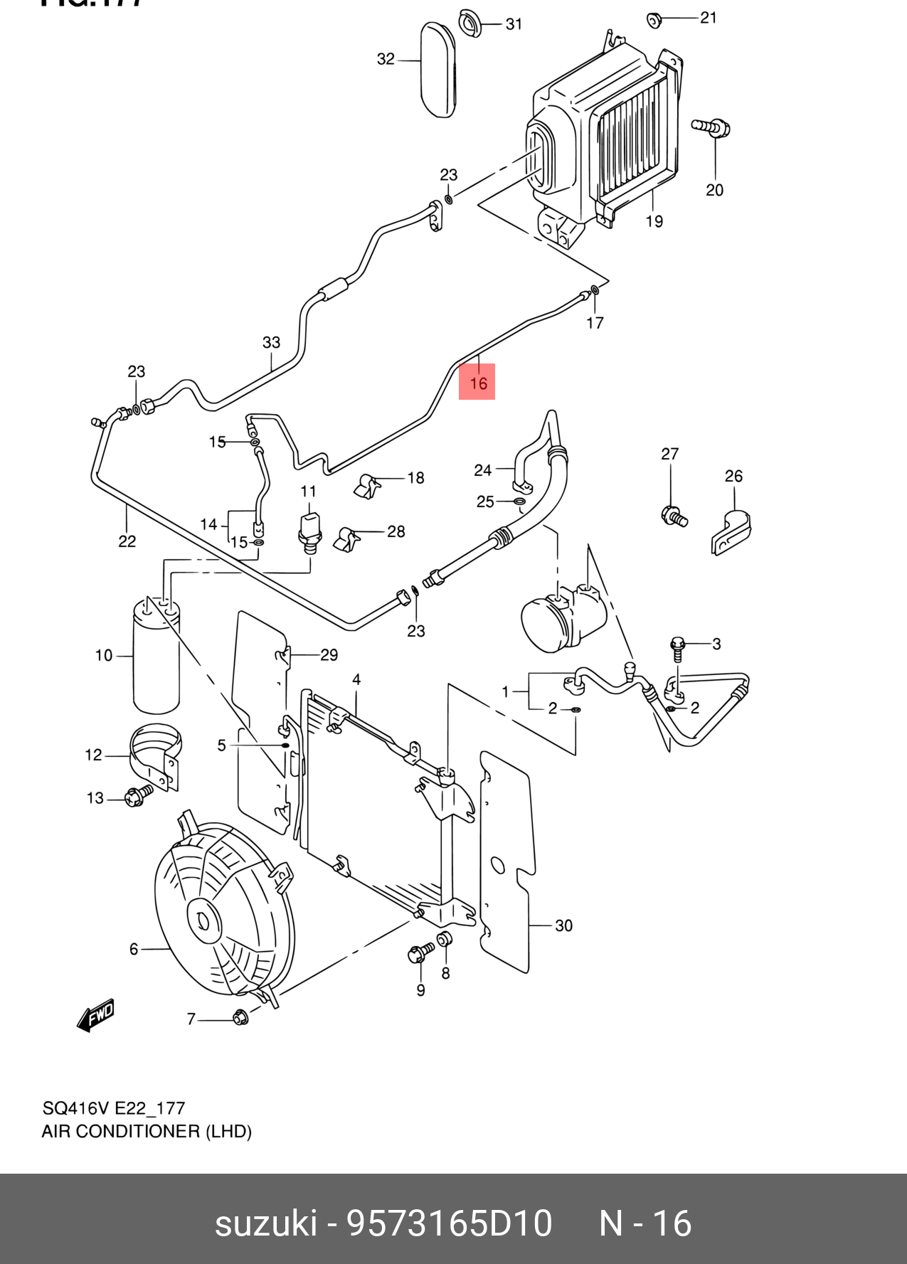 9573165D10 SUZUKI Трубка кондиционера