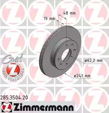 285350420 ZIMMERMANN Тормозной диск