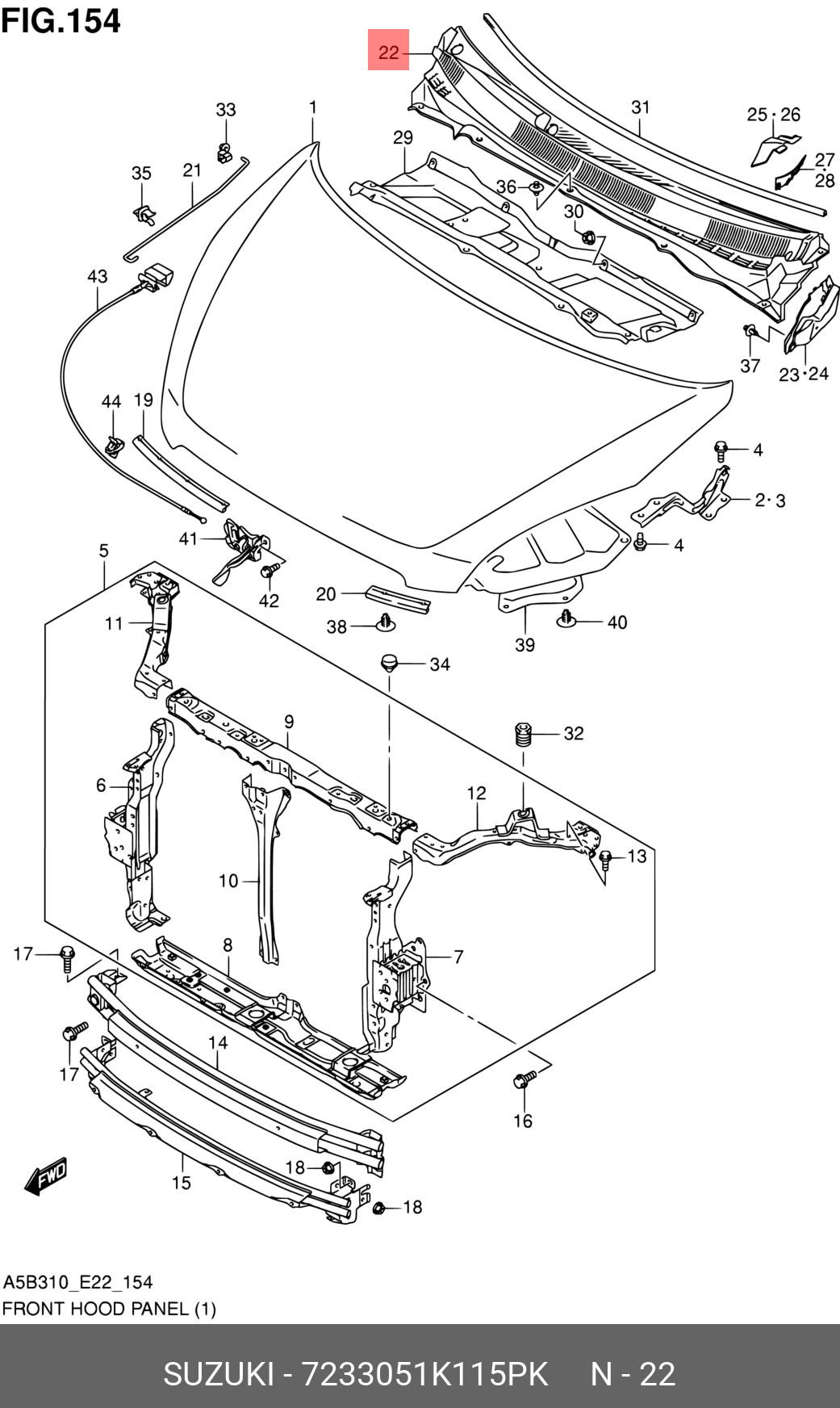 7233051K115PK SUZUKI ПАНЕЛЬ СТЕКЛООЧИСТИТЕЛЯ - ЖАБО (ПЛАСТ.)