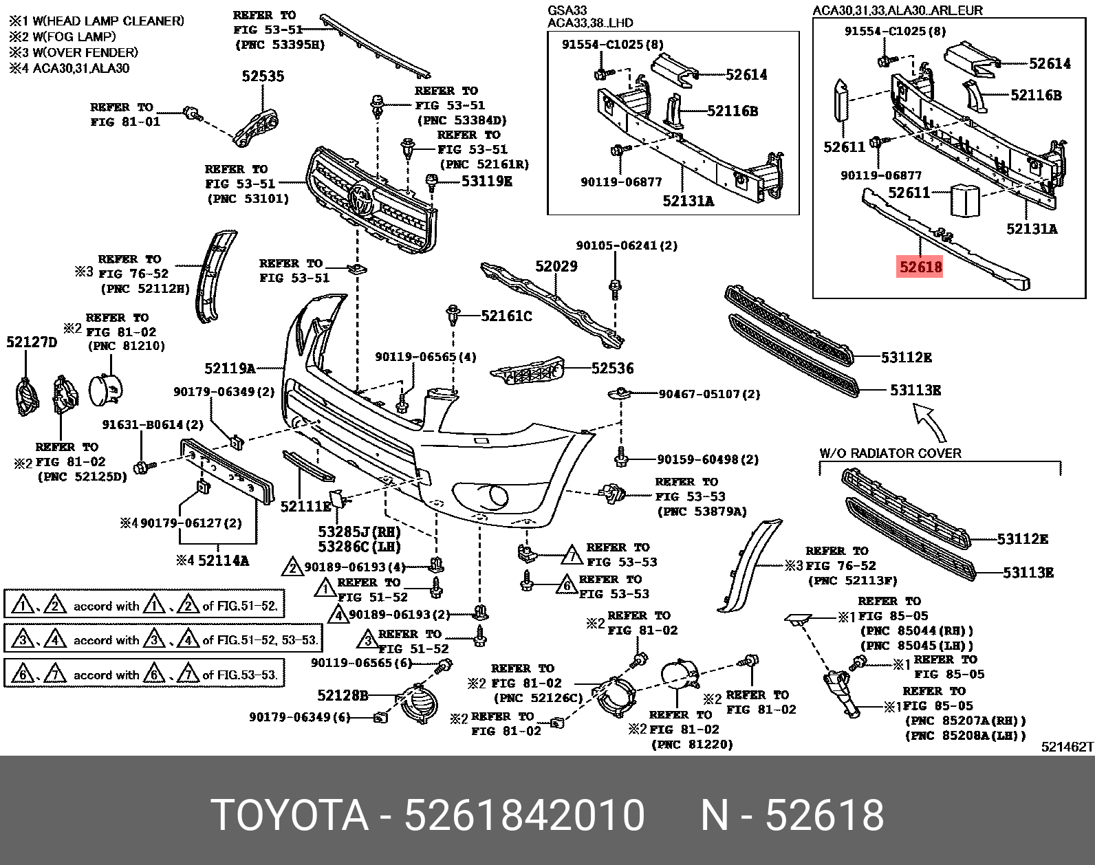 5261842010 TOYOTA Абсорбер бампера TOYOTA RAV4 05- переднего (нижний)