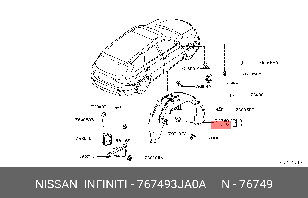767493JA0A NISSAN PROTECTOR-REAR