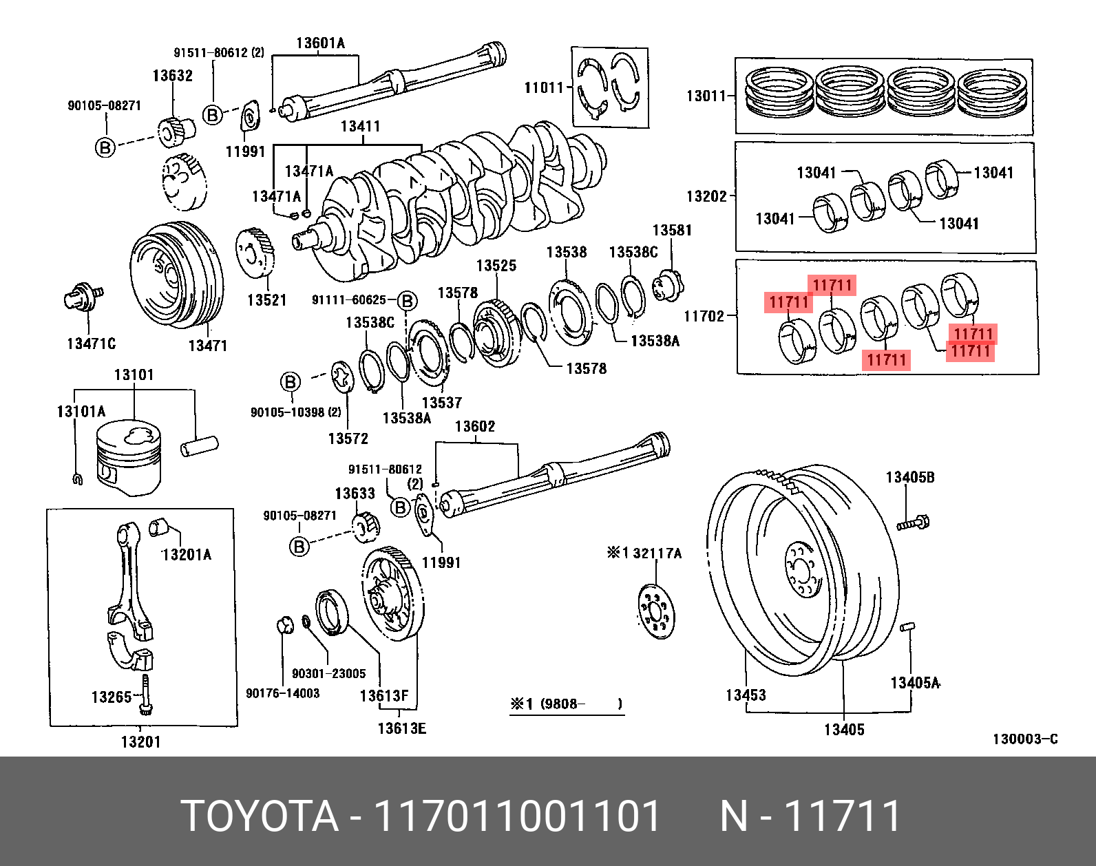 117011001101 TOYOTA ВКЛАДЫШ ШАТУННЫЙ