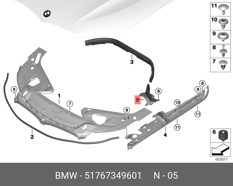 51767349601 BMW DICHTUNG FRONTKLAPPE SEITLICH LINKS,Sparepart