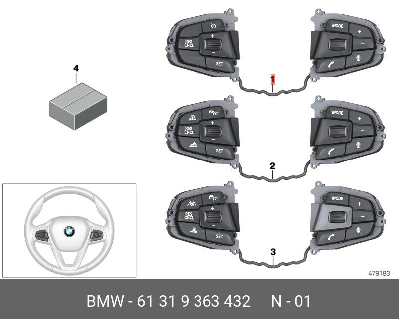 61319363432 BMW Переключатель на м/функц.рулевом колесе
