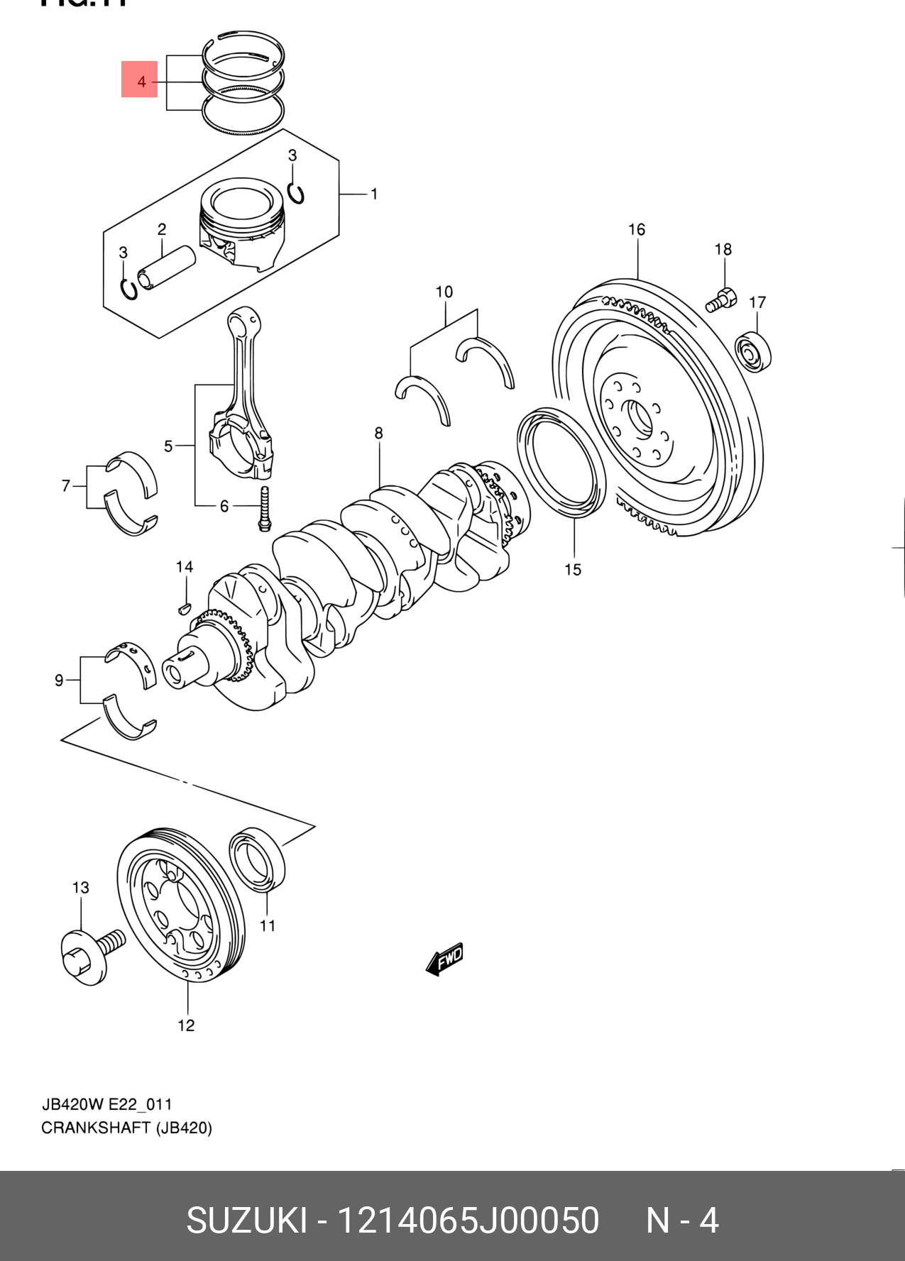 1214065J00050 SUZUKI КОМПЛЕКТ ПОРШНЕВЫХ КОЛЕЦ (ПО 12 ШТ)