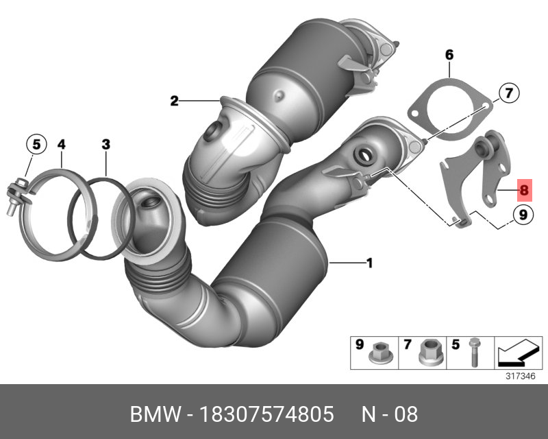 18307574805 BMW Кронштейн первичного катализатора