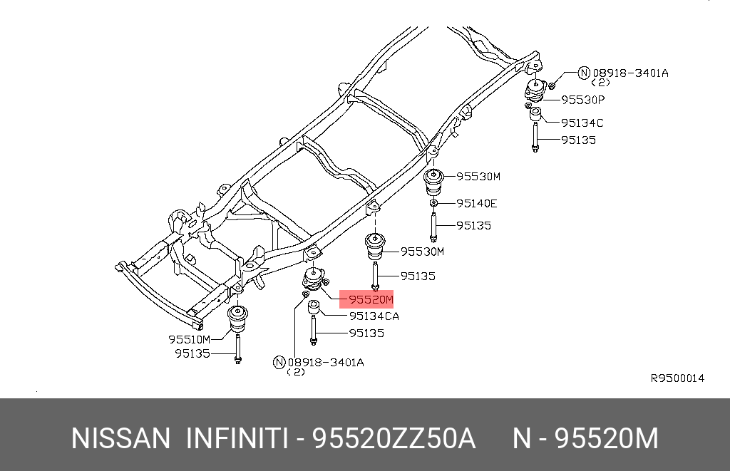 95520ZZ50A NISSAN ПОДУШКА ДВИГАТЕЛЯ