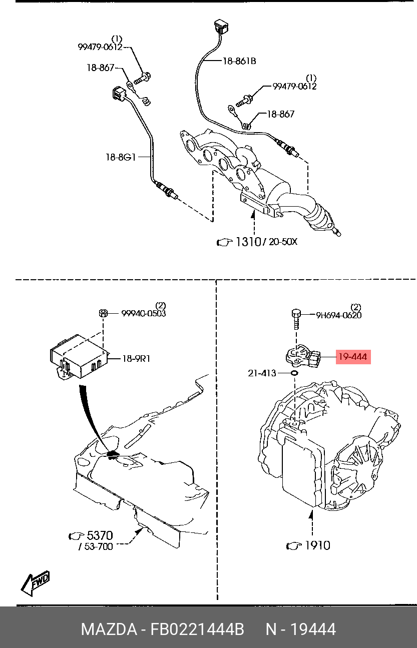 FB0221444B MAZDA ПЕРЕКЛЮЧАТЕЛЬ