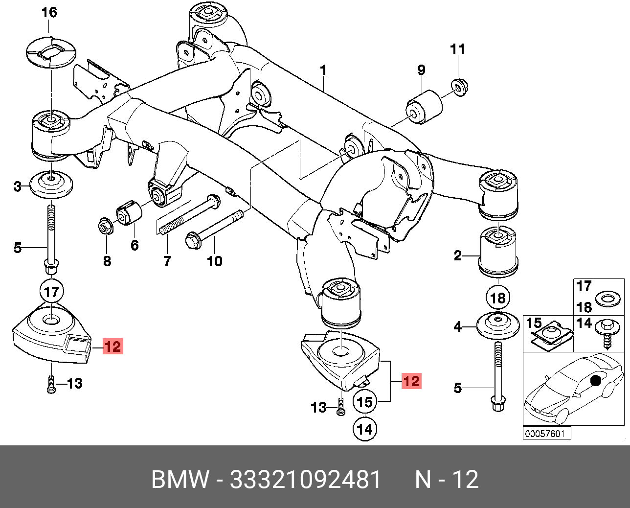 33321092481 BMW Кожух балки заднего моста Л