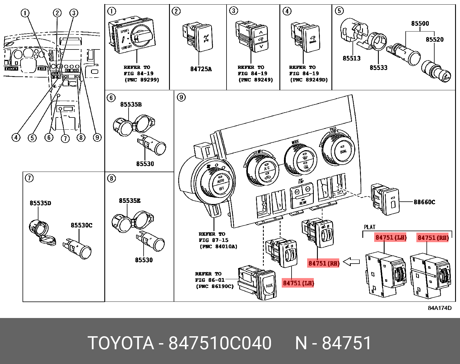 847510C040 TOYOTA Блок подогрева сидений