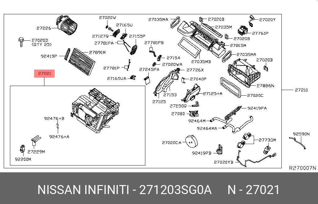 271203SG0A NISSAN Корпус воздуховода отопителя