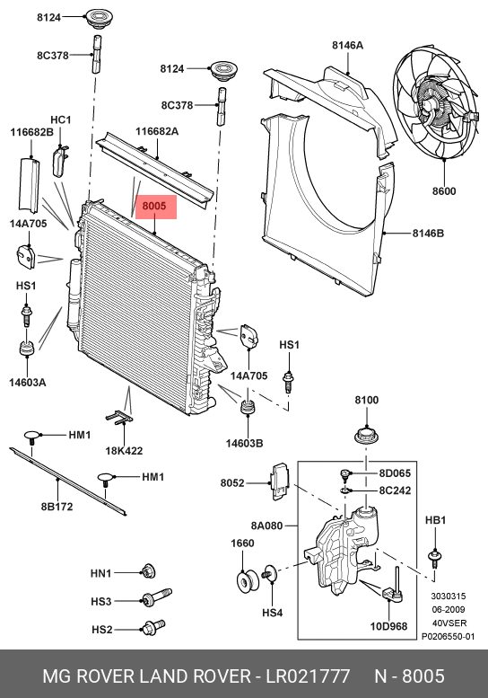 LR021777 LAND ROVER Радиатор охлаждения двс