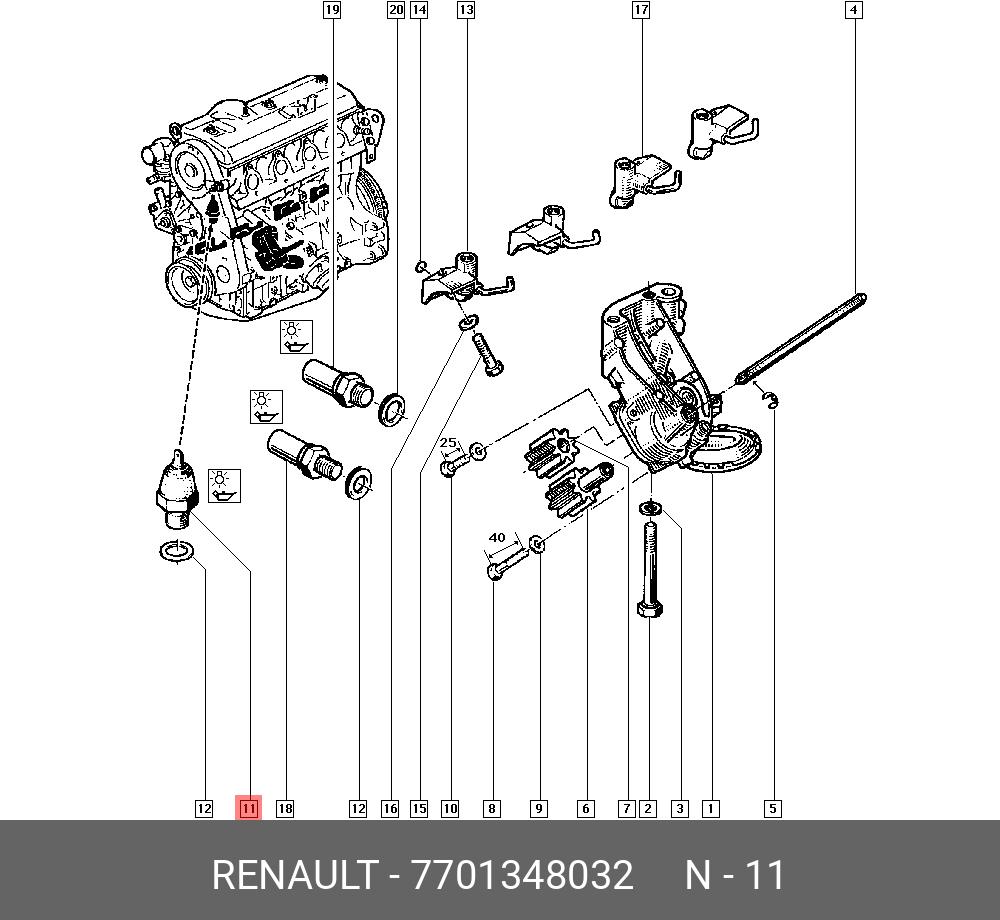 7701348032 RENAULT Датчик давления масла