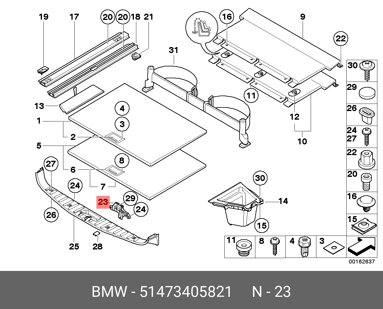 51473405821 BMW Фиксатор ручки,VERRASTUNG GRIFF