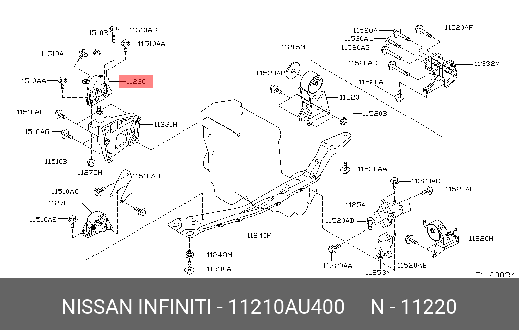 11210AU400 NISSAN Подушка двигателя
