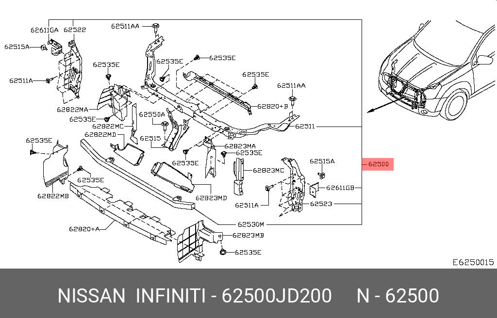 62500JD200 NISSAN Облицовка передка