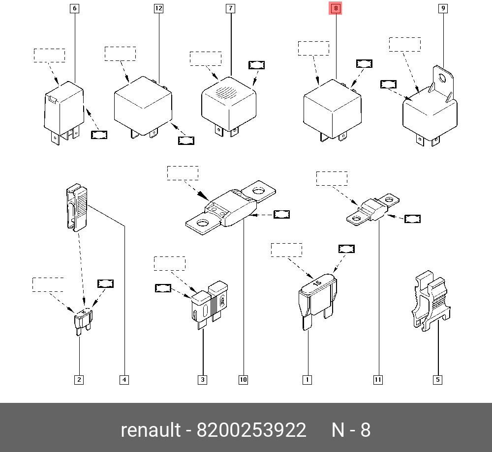 8200253922 RENAULT Реле 60a