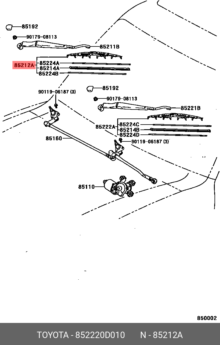 852220D010 TOYOTA Щетка стеклоочистителя