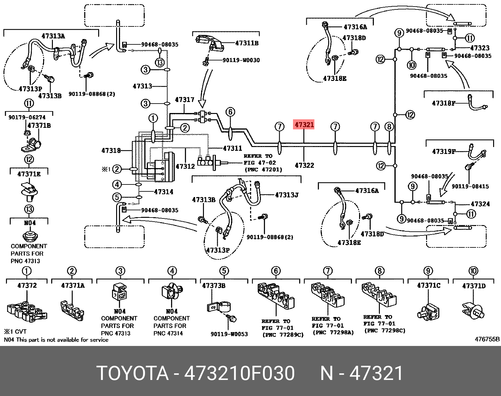 473210F030 TOYOTA TUBE, REAR BRAKE, NO.1