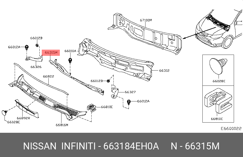 663184EH0A NISSAN ПЛАСТИКОВАЯ ПАНЕЛЬ П