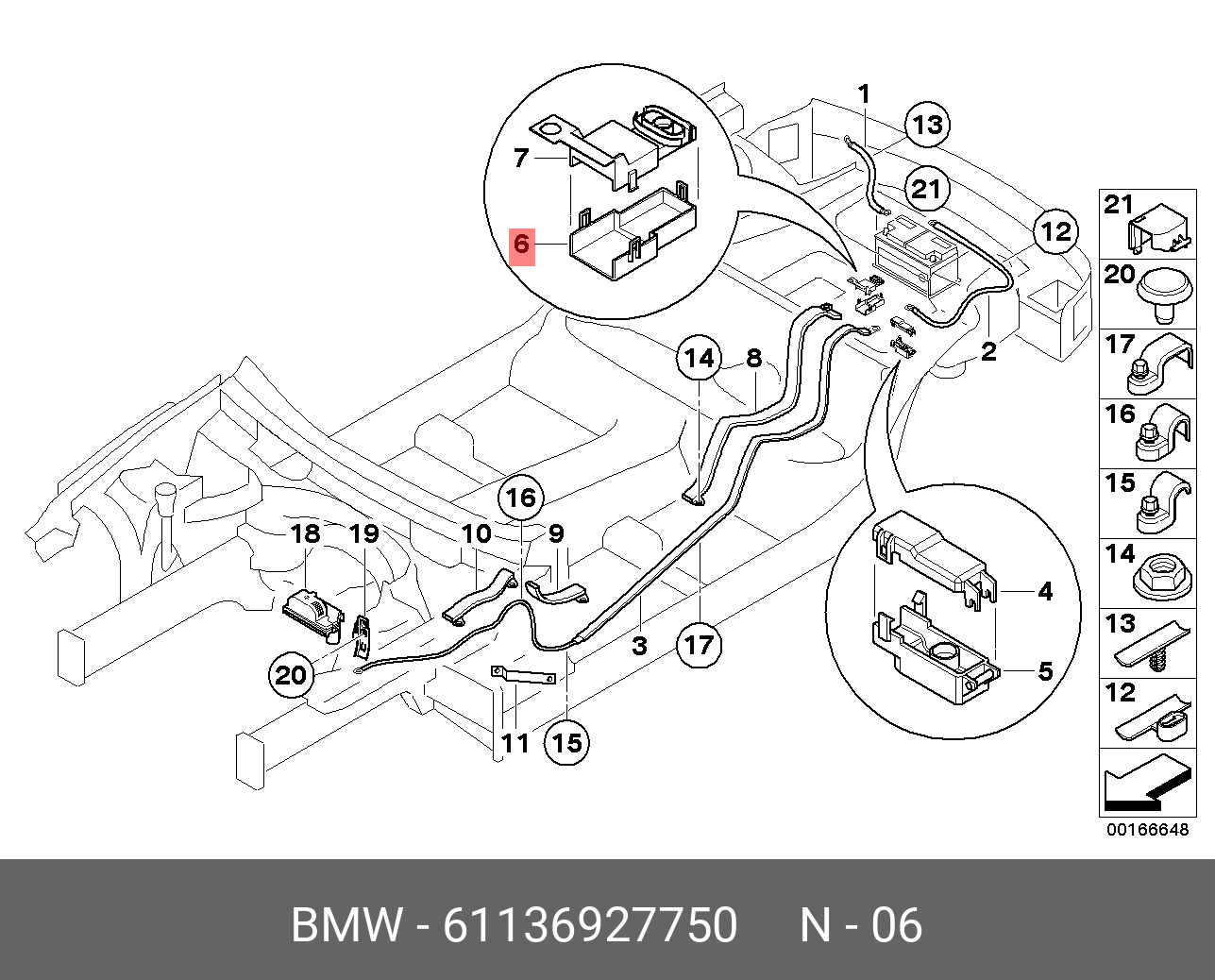 61136927750 BMW накладка,ABDECKUNG BATTERIE PLUSPOL