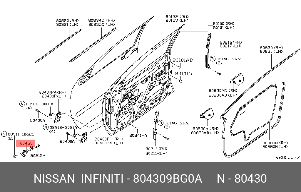 804309BG0A NISSAN ОГРАНИЧИТЕЛЬ ДВЕРИ