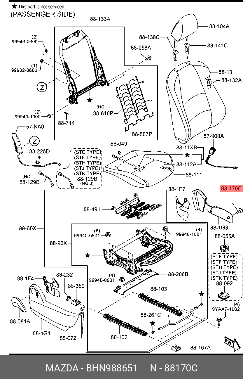 BHN988651 MAZDA SCREW, TAPPING