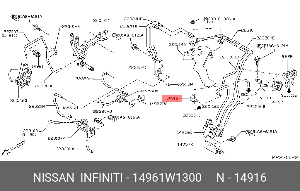 14961W1300 NISSAN ФИТИНГ ШЛАНГА