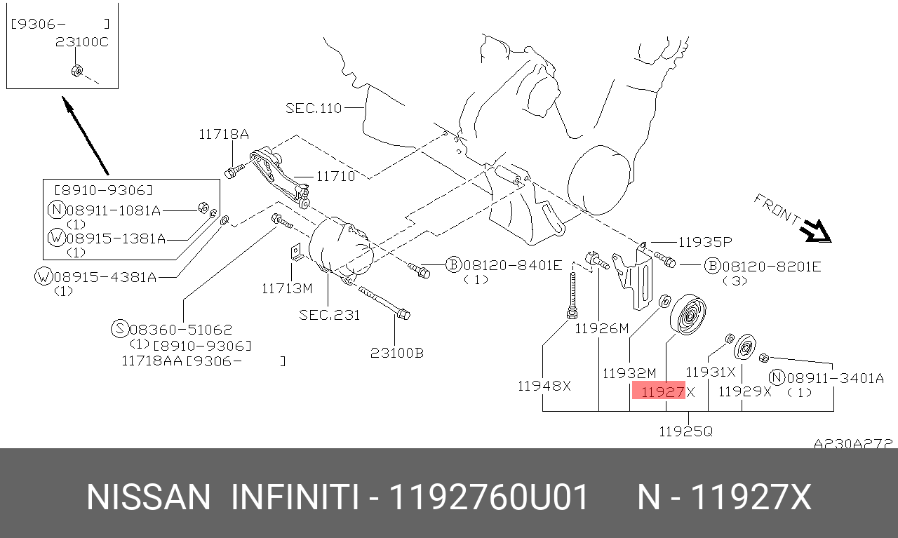 1192760U01 NISSAN PULLEY ASSY-IDLER