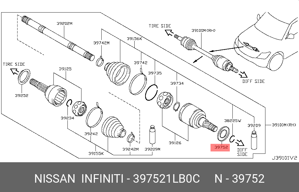 397521LB0C NISSAN ШАЙБА УПЛОТНИТЕЛЬНАЯ